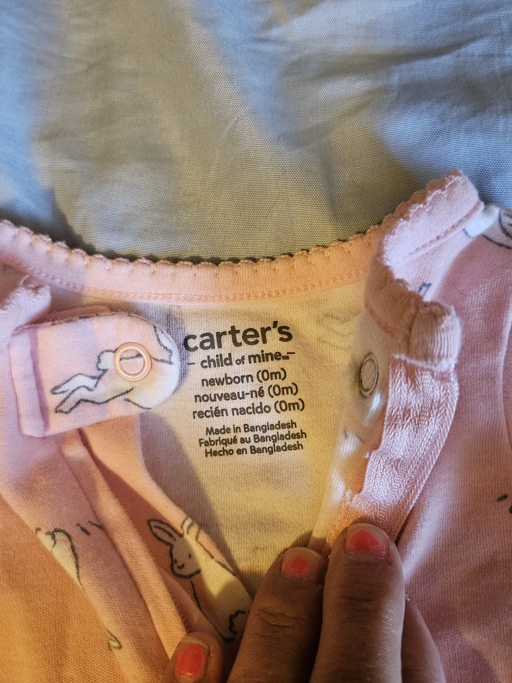 Carter's Pink Bunny & Carrot Footed One-Piece